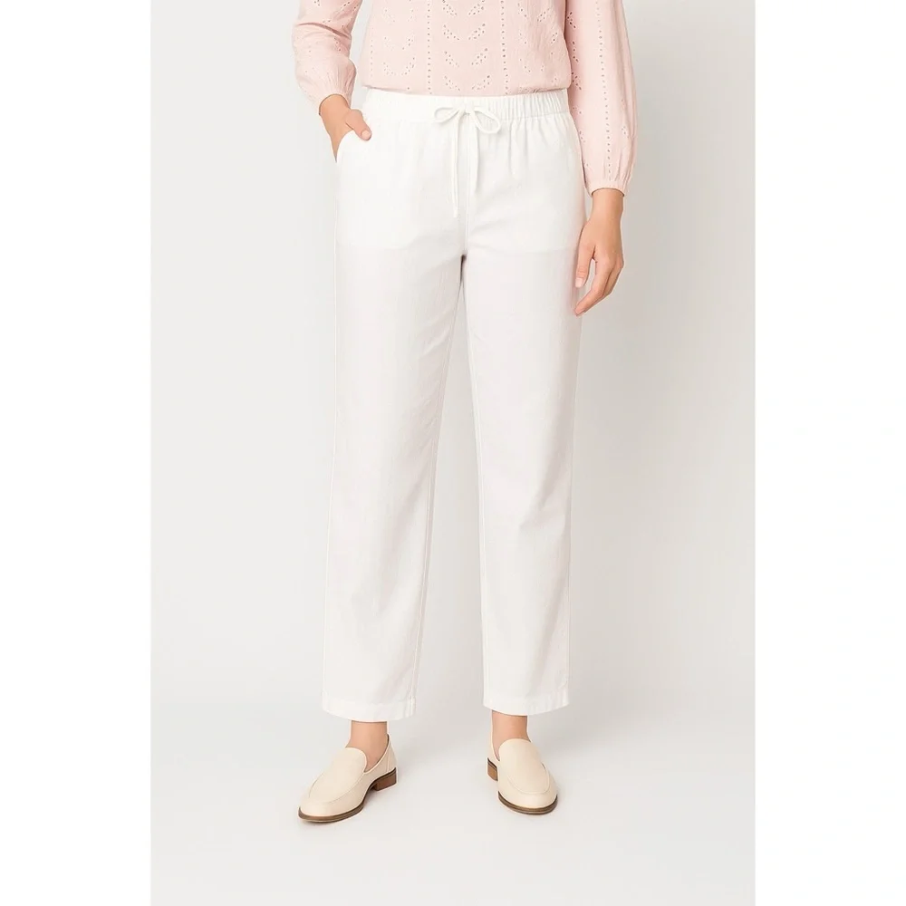 Liz Claiborne White Linen Blend Relaxed Wide Leg Pants XL - Picture 2 of 13